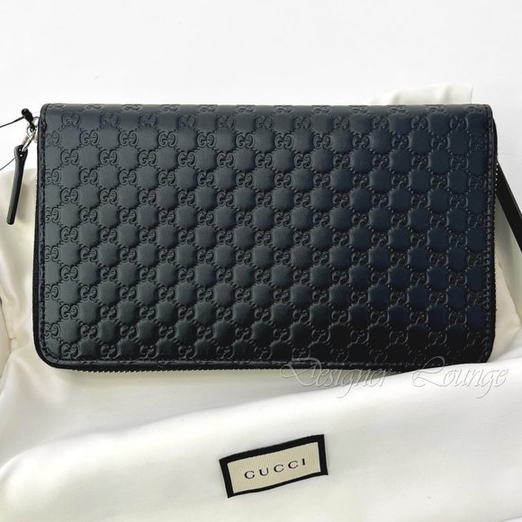 Gucci Other - ⚡️SOLD! NEW GUCCI Black Leather Micro GG Guccissima Zip Around Large Wallet